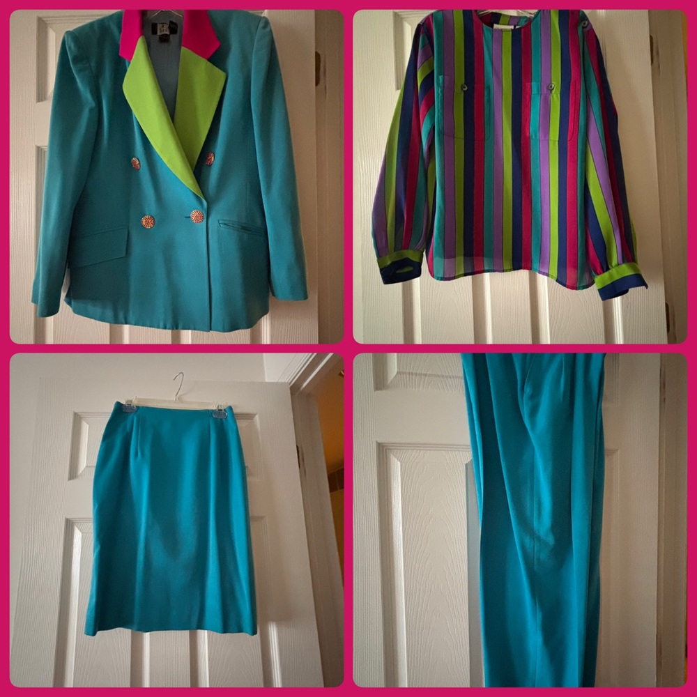 Vibrant Multicolor Blazer and Skirt Set
